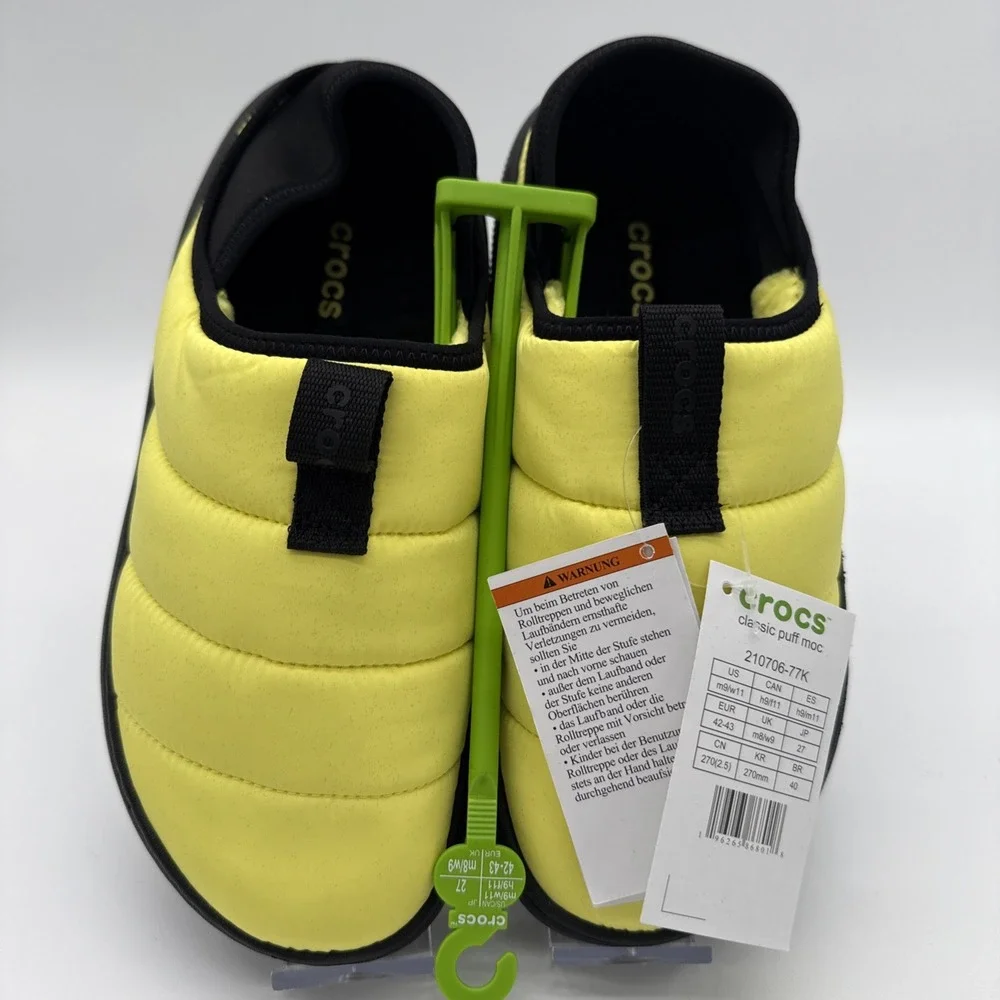 Crocs Classic Puff 210706-77K Slipper Men's US 9 Women's 11 YLW Moc Toe Slip-On